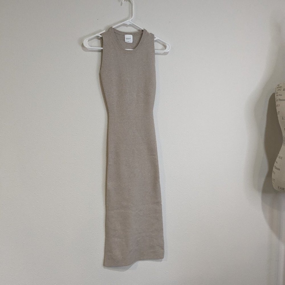LESET Grace Sleeveless Dress in Oatmeal